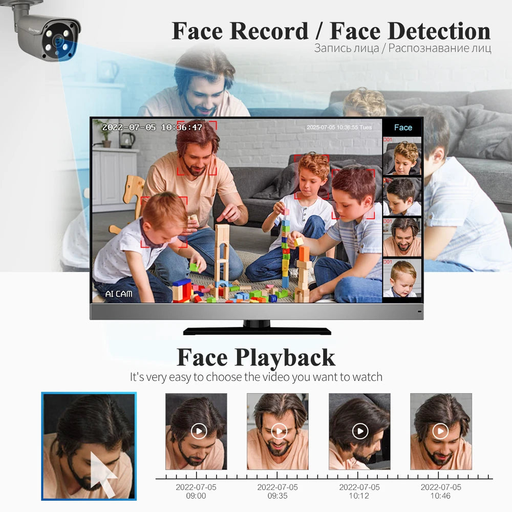 Techage 8CH 5MP HD POE CCTV Security Camera System Home Video Surveillance NVR Kit Face Detection Outdoor IP Camera Set Xmeye - QUORE