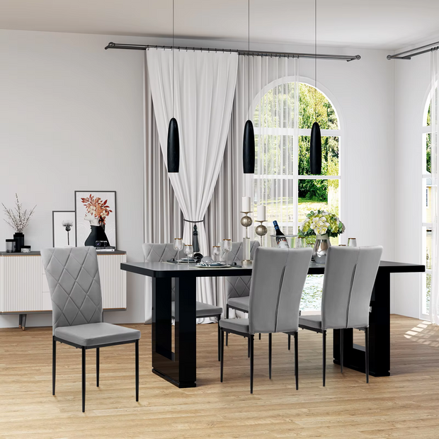 Chair - Dining Room Chairs - Set of 4 Velvet Dining Room Chairs - Ergonomic - Metal Legs - High Backrest - Comfortable &amp; Stable - For Kitchen - Dining Room - 42x94.5x 59cm - Dark Gray Velvet