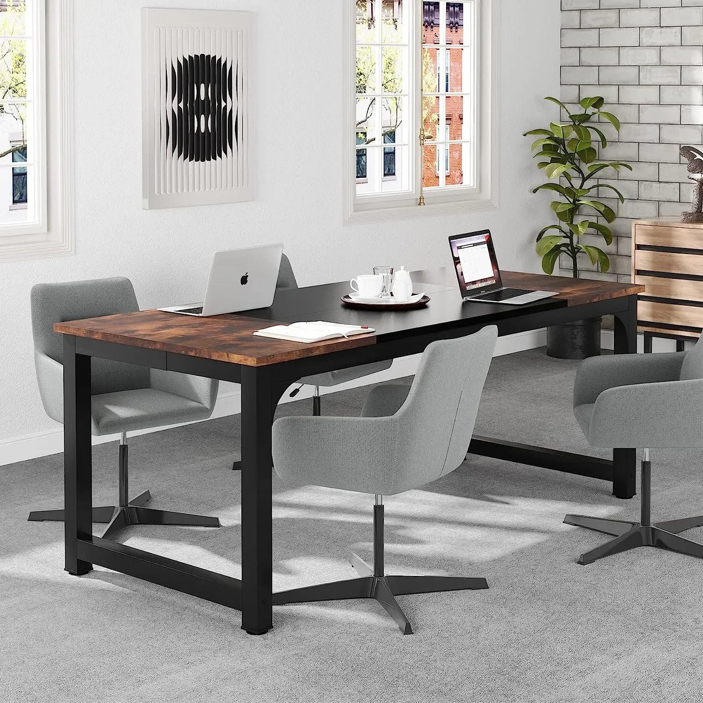 Bureau – Werkplek – Computerbureau – Schrijftafel – Studiebureau – 180 Cm Breed – E1 Spaanplaat Metalen Poot - QUORE