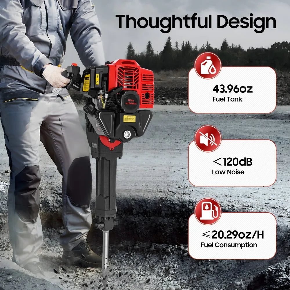 Grondboor Benzine - Grondboor - Tuinboor - Handheld Trench Digger - 52CC – 2-Takt Benzinemotor, Luchtgekoeld – Tuin- & Boomgraver - Zwart