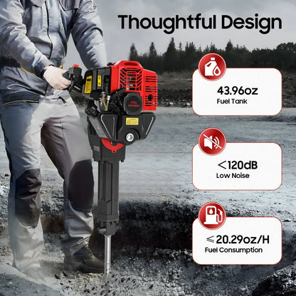 Grondboor Benzine - Grondboor - Tuinboor - Handheld Trench Digger - 52CC – 2-Takt Benzinemotor, Luchtgekoeld – Tuin- & Boomgraver - Zwart