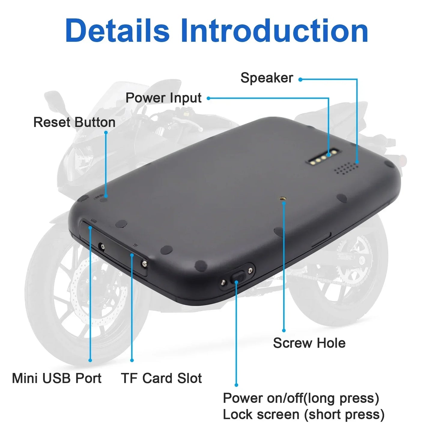 5 Inch Portable GPS Navigation Motorcycle Waterproof Carplay Display Motorcycle Wireless Android Auto IPX7 GPS Screen Apple