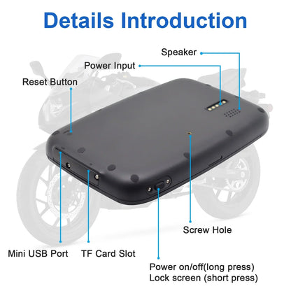 5 Inch Portable GPS Navigation Motorcycle Waterproof Carplay Display Motorcycle Wireless Android Auto IPX7 GPS Screen Apple
