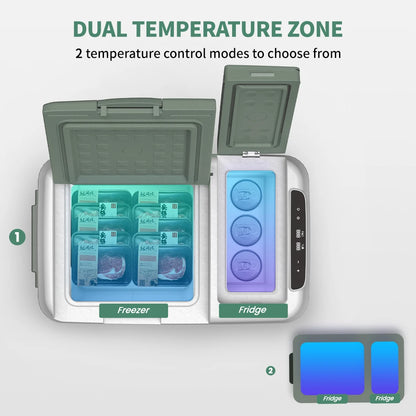 Mini koelkast - Auto Koelkast - Mini Fridge - Frigo - Draagbare Compressor Koelbox - Elektrische Vriesbox - 12/24V DC - 100-240V AC - ≤ 45dB - 40L - 67.5 x  40 x 46.1 cm - Groen