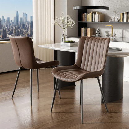 Black PU Dining Chairs, Set of 4 – Modern Faux Leather Armchairs for Kitchen & Dining Area