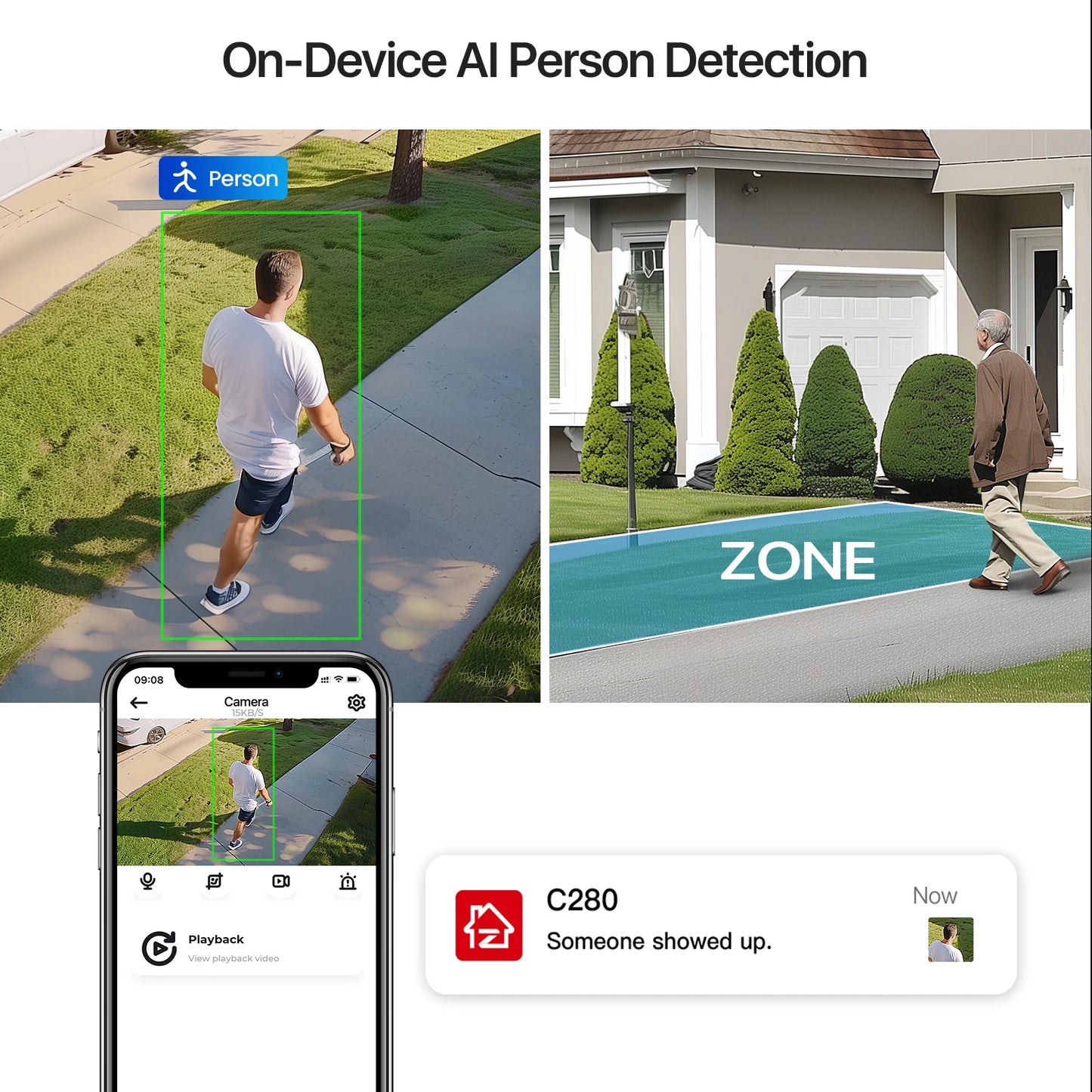 Draadloze Beveiligingscamera – 4 Stuks - 5MP - WiFi 6 - CCTV Camera Systeem –  Pan-Tilt Camera – IP66 Weerbestendig Systeem – Nachtzicht Kleur 15m – AI Persoonsdetectie & Tracking - Wit