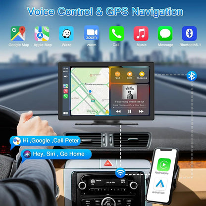 Navigatiesysteem Auto - 9 Inch - Touchscreen - Apple Carplay & Android Auto (Draadloos) - Carplay Scherm - Autoradio - Inclusief Achteruitrijcamera - QUORE