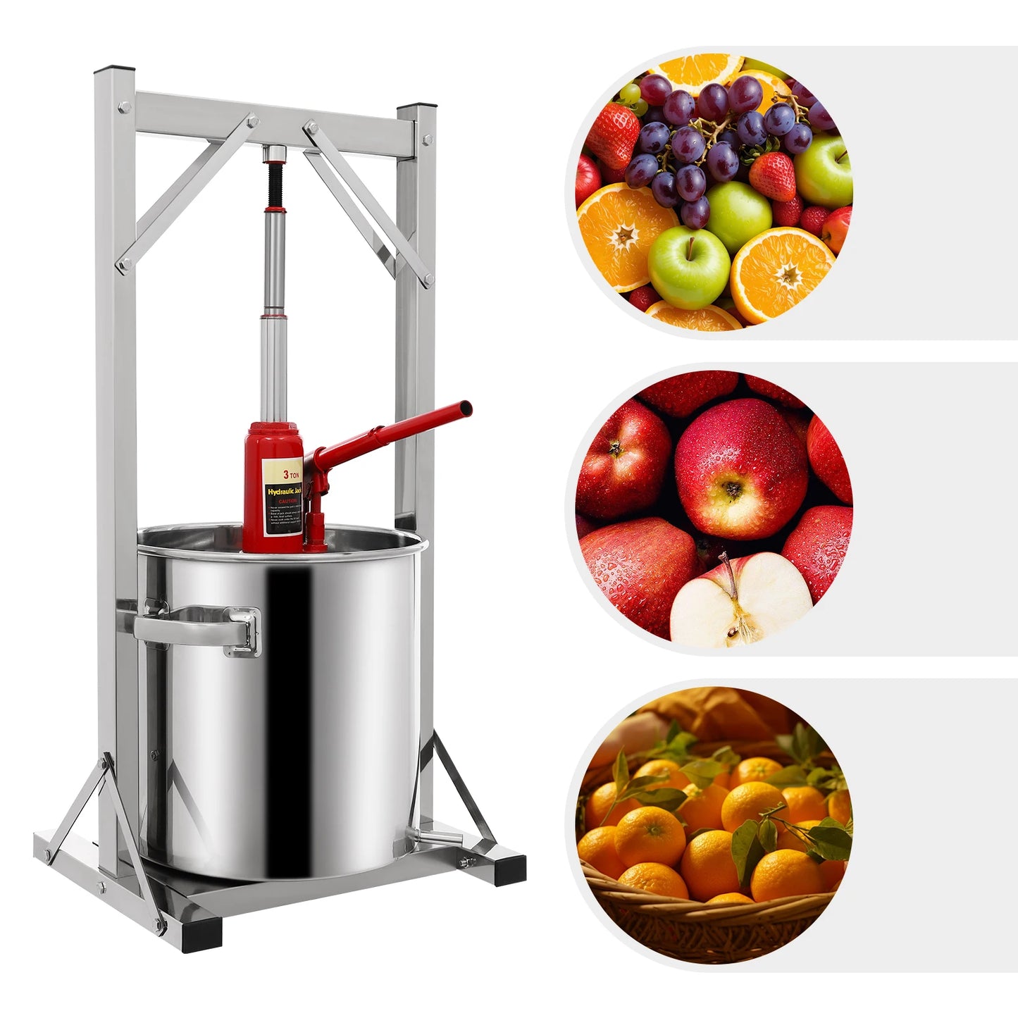 Hydraulische Juice Pers – Fruit Pers – Sap Pers – Wijn Pers – Puree Pers – 22 Liter Capaciteit – 3 Ton Drukvermogen