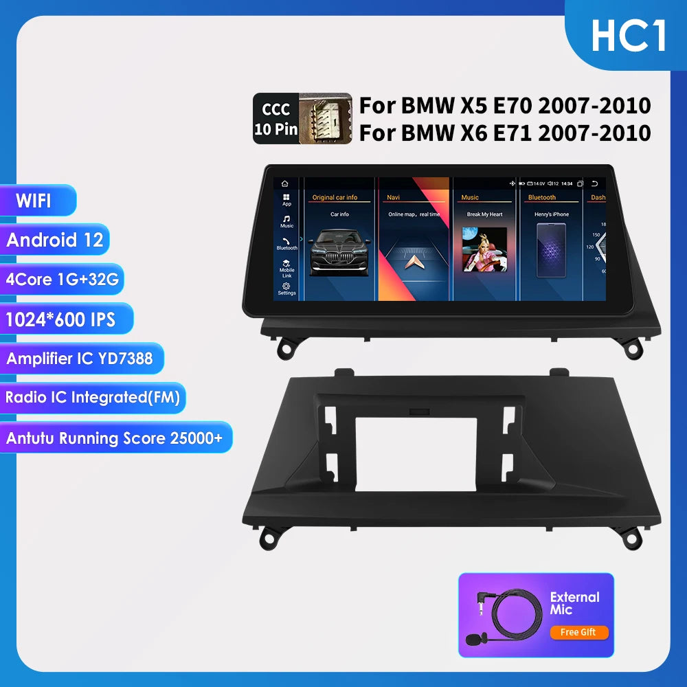AI Intelligent Player 2 Din Android Car Radio Multimedia Video Player for BMW X5 E70 X6 E71 CCC CIC GPS Navi Carplay Auto 4G RDS - QUORE