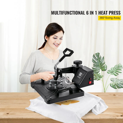 8-in-1 Hittepersmachine - 15x15 Inch Multifunctionele Sublimatie Pers - Geschikt voor T-Shirts - Mokken - Hoeden - Borden - 360° Draaibare Transferpers