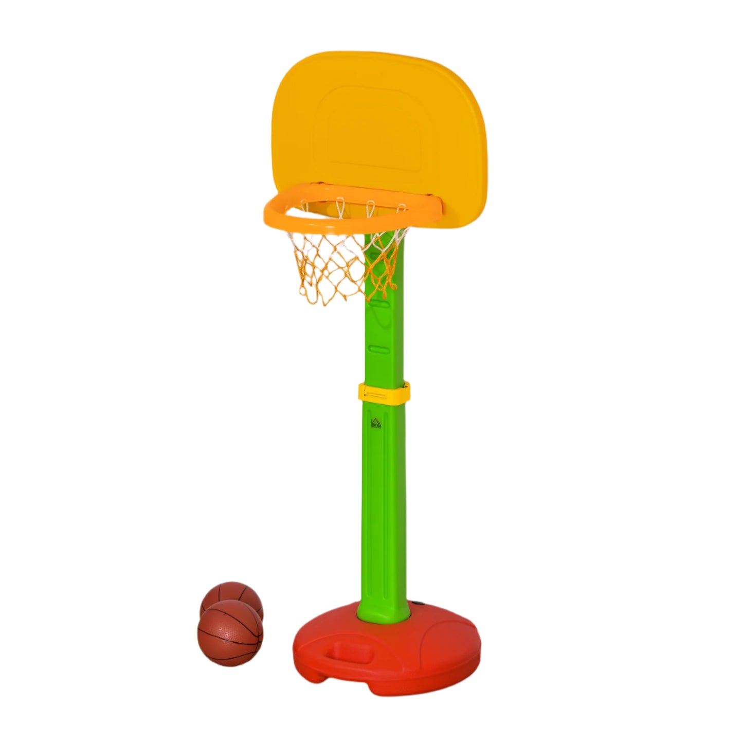 Basketbal - Basketbalstandaard - Basketbalmand - met 2 Ballen - voor 3-5 jaar - Opblaasbaar - Hoogteverstelbaar - HDPE - Polypropyleen - PVC - 52,5 x 44 x 120-160 cm - Veelkleurig - QUORE