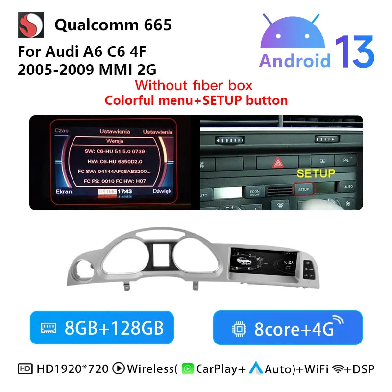 Autoradio – Multimedia Systeem – Touchscreen Radio – Auto Entertainment – Android 14 – 8,8 Inch Scherm – Qualcomm Snapdragon 665 Processor