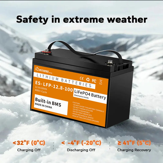 12V 100Ah LiFePO4 Accu – Lithium Ijzerfosfaat Batterij – Camperaccu – Bootaccu – Zonne-energie Accu – 1280Wh Capaciteit – Langdurige Levensduur