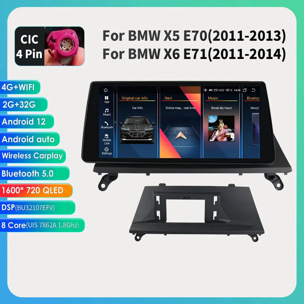 CarPlay - Multimedia Car Radio - Car CarPlay Screen - Car Radio - Android Auto Multimedia - 11-13 2G 32G CIC - Intelligent Screen - for BMW X5 E70 X6 E71 CCC CIC -Auto 4G RDS SWC