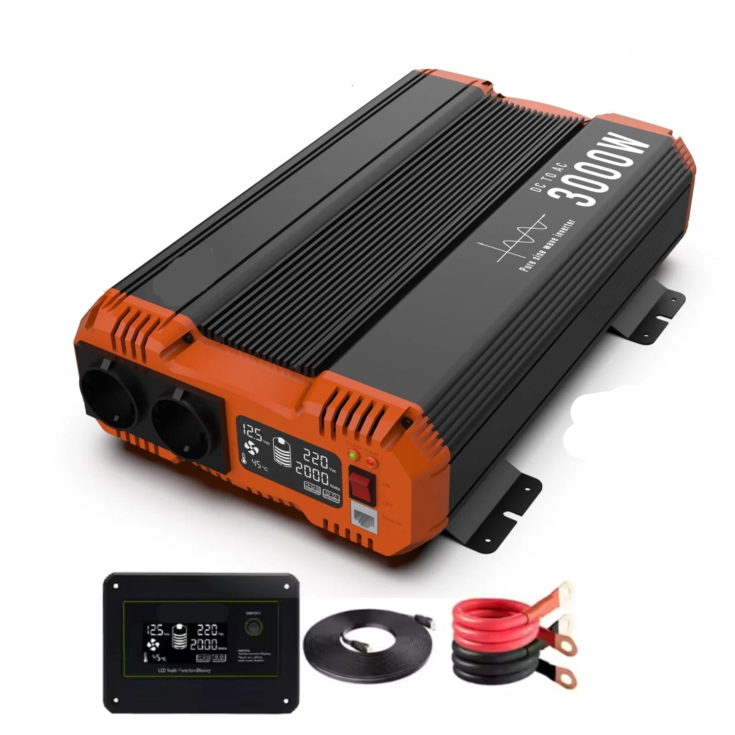 Pure Sine Wave Omvormer - Autolader - Auto stopcontact  - Auto stopcontact - 24V – 3000W Continu Vermogen -  DC naar AC 220V/230V 50Hz – Inverrter - Energiezuinige Stroomomzetter met Afstandsbediening
