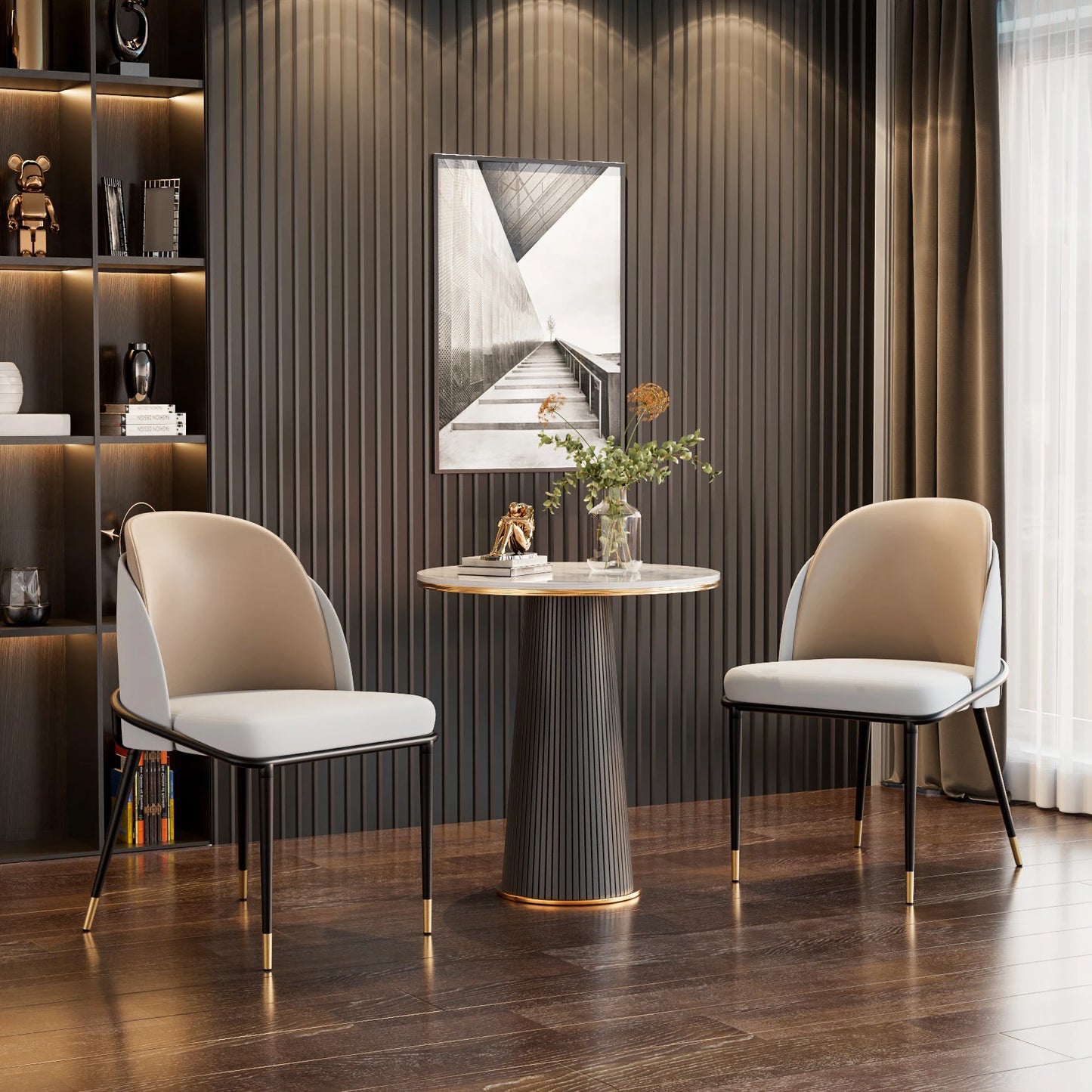 Eetkamerstoelen – Stoelen – Dinersstoelen – Zwarte Stoelen – Microfiber Kunstleer – Massief Houten Frame – Comfortabel Zitkussen