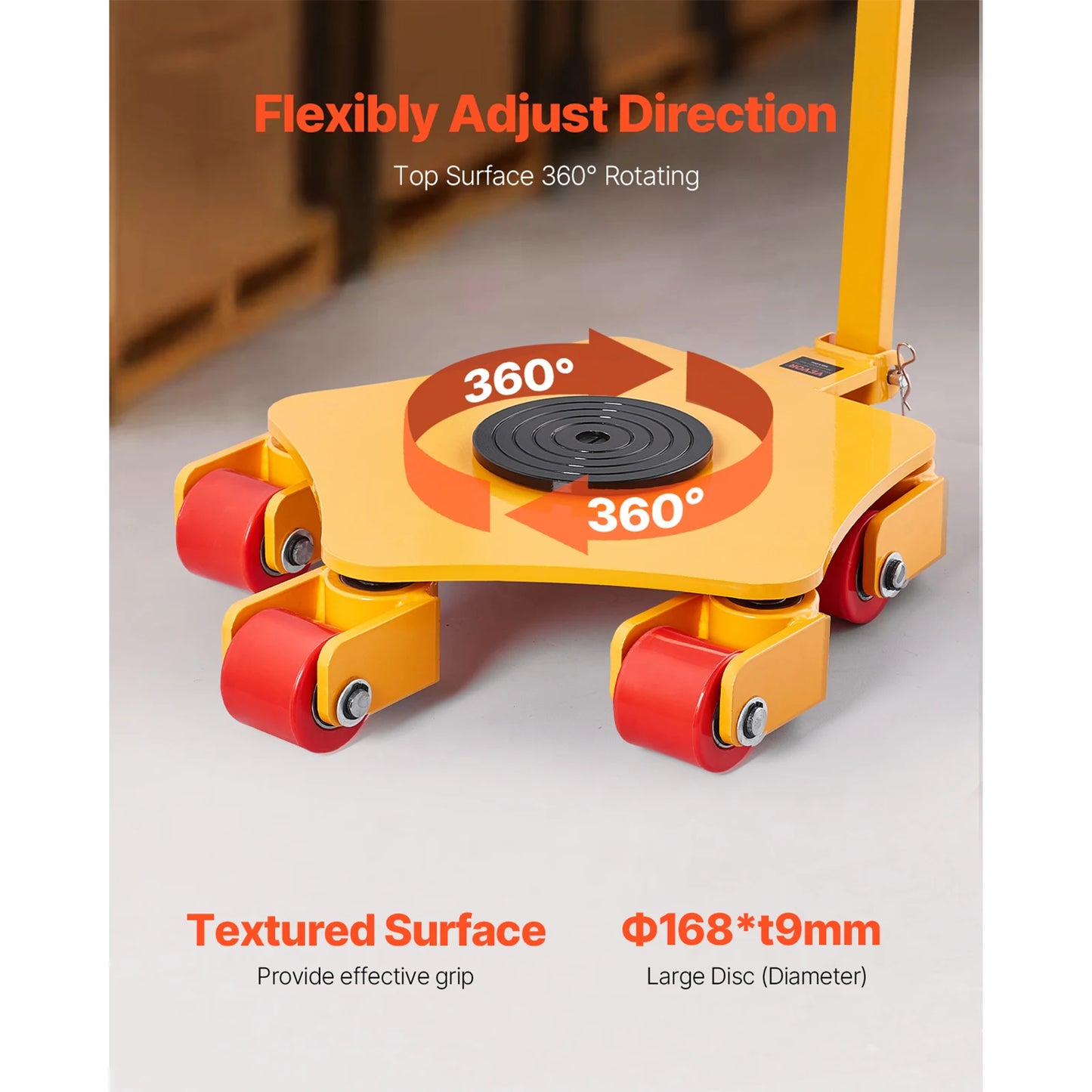 SucceBuy 8800 lbs Machinery Moving Skat Dolly with 360° Cap & PU Swivel Rollers Industrial Machine Mover for Warehouse Workshop