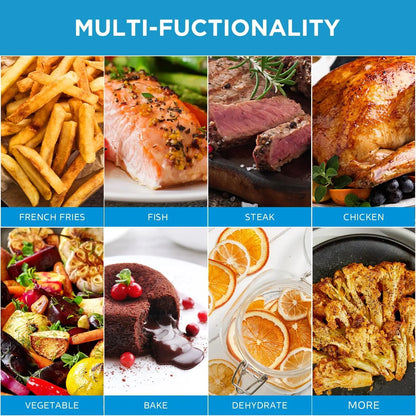 Digitale Airfryer - PFAS vrij - Groot 7 Liter - Heteluchtfriteuse - Zwart - Digital screen - 7 Voorinstellingen - Inclusief in hoogte verstelbaar Grillrack - 90% minder olie - HeatXpress-technologie