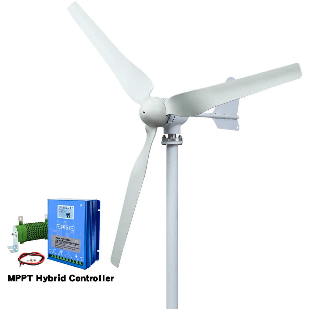 Windturbine - Windmolen - Windturbine Generator - Windenergie - Horizontale As - 4000W - 12V - Met Hybride Besturing - 3 Messen - Stille en Efficiënte Energieoplossing - voor Thuisgebruik