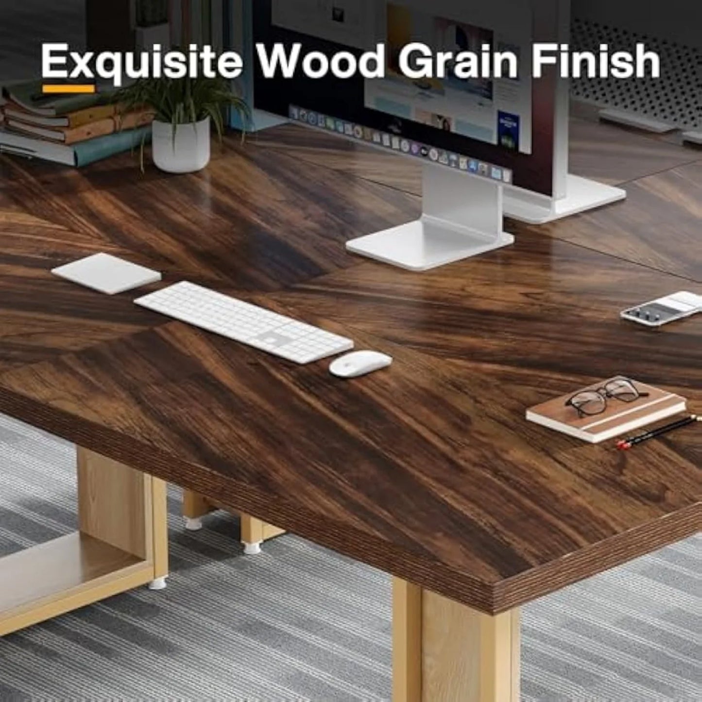 Bureau – Computerbureau – Werktafel – Bureautafel – Kantoormeubilair – Groot werkblad 200x60 cm – 2 Laden Voor Opbergruimte - QUORE