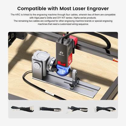 Laserrotary – Rotary Roller – Laser Graveermodule – 3-in-1 Rotary – Roterende Roller – 180° Verstelbare Hoek – Geschikt Voor 95% Graveermachines - QUORE