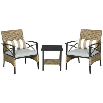 Tuinset – Buitenmeubelset – Fauteuilset – Balkonset – Terrasset – Stalen Frame – Kunstrotan Bekleding - QUORE