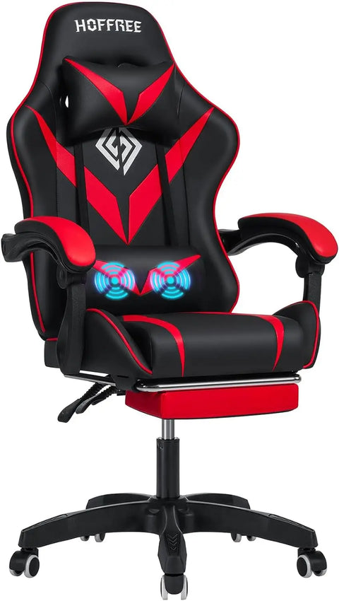Gaming Chair Massage - Gaming Chair - Racing Game Chair - Office Chair with Footrest - Ergonomic Office Chair.