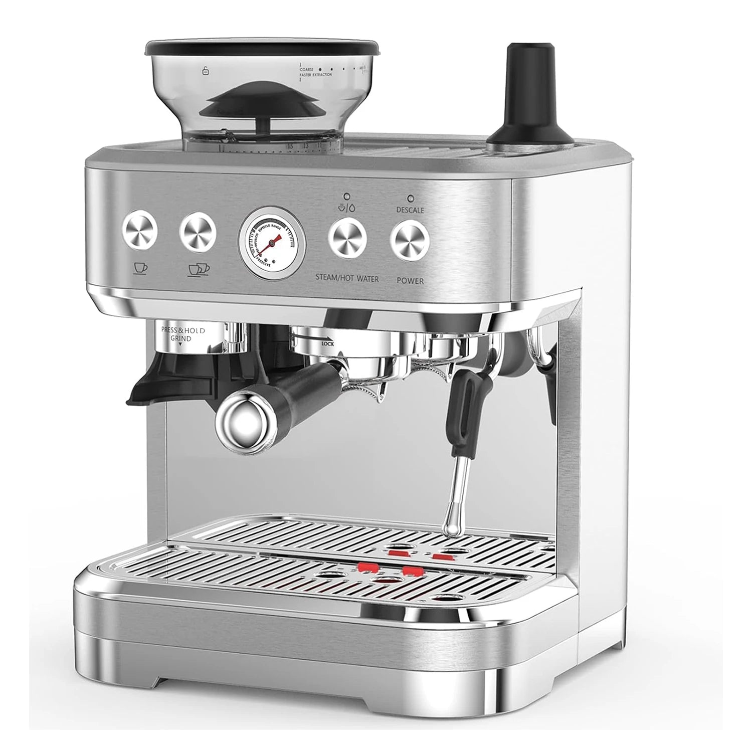 Espressomachine – Koffiemachine – Espressoapparaat – Barista Machine – 15 Maalstanden – 15 Bar Pomp – Stoompijp Voor Melkopschuiming - QUORE