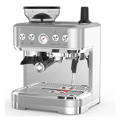 Espressomachine – Koffiemachine – Espressoapparaat – Barista Machine – 15 Maalstanden – 15 Bar Pomp – Stoompijp Voor Melkopschuiming - QUORE