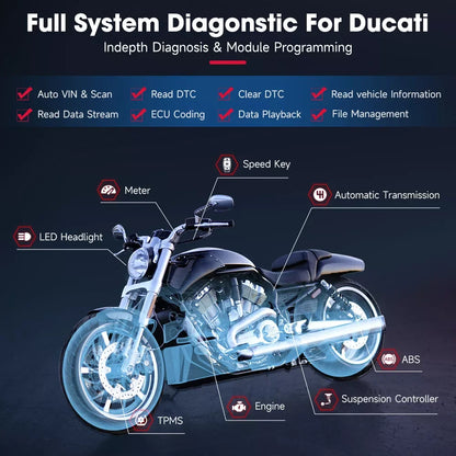 Motorfietsdiagnosetool – Foutcode Scanner – Onderhoudsapparaat – Diagnose Scanner – Ducati Diagnosetool – 5 Inch Touchscreen – WiFi Verbinding