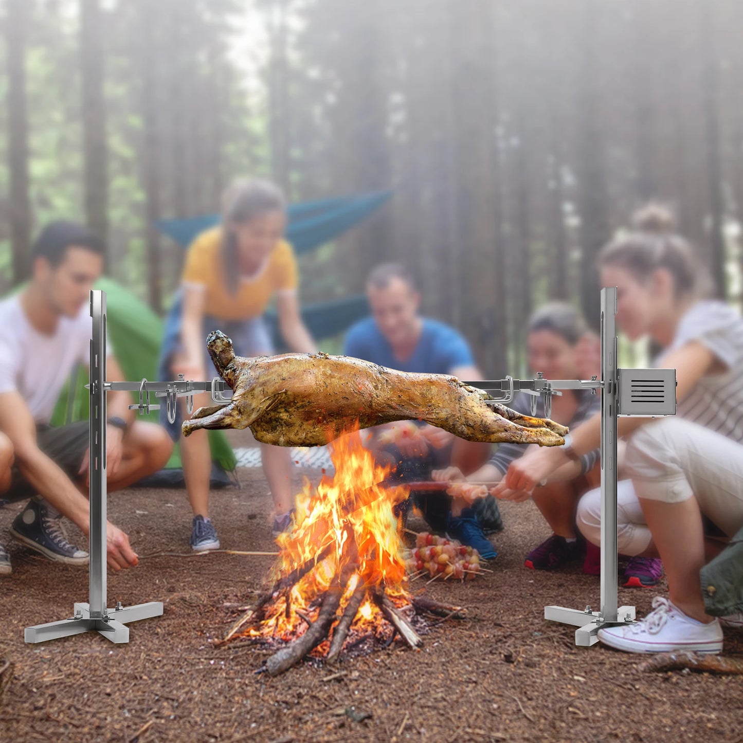 Elektrische Barbecue Draaistok – BBQ Spit – Rotisserie Grill – Vleesspies – BBQ Rooster – 53 Inch – RVS Staal – 360° Rotatie