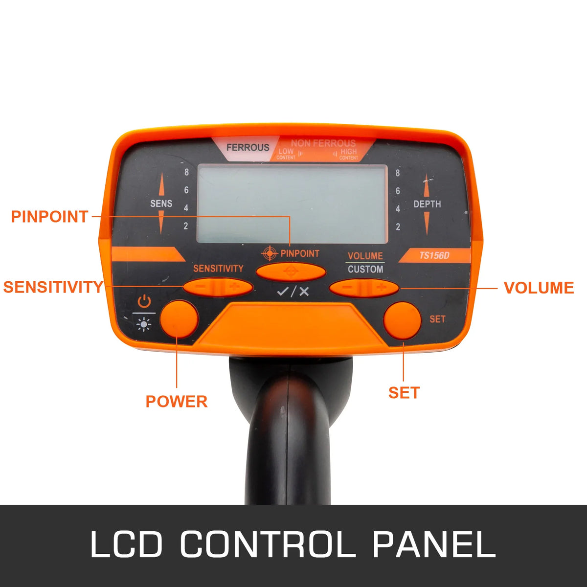 Metaaldetector - Metaalzoekapparaat voor professionals - Hoge nauwkeurigheid - Gevoelig LCD-scherm - Waterdicht - Zwart en oranje - QUORE