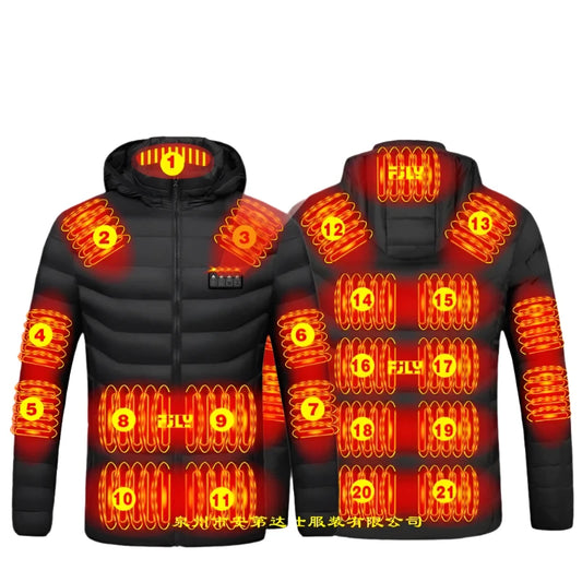 Heating Jacket - Heated Bodywarmer - Heated Clothing - 15 Areas Heated Jacket - Unisex - Winter Outdoor - Adjustable Heating Jacket - USB Powered - Thermal Jacket for Skiing Camping - Size L - Black