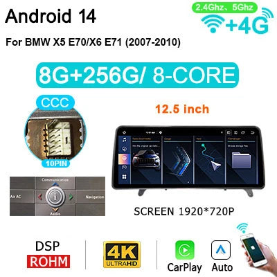 12,5 inch Multimediaspeler – Autovideo Systeem – Touchscreen Radio – 2DIN Android Navigatie – Draadloze CarPlay & Android Auto – Snelle 8-Core Processor – Originele Functies Behoud