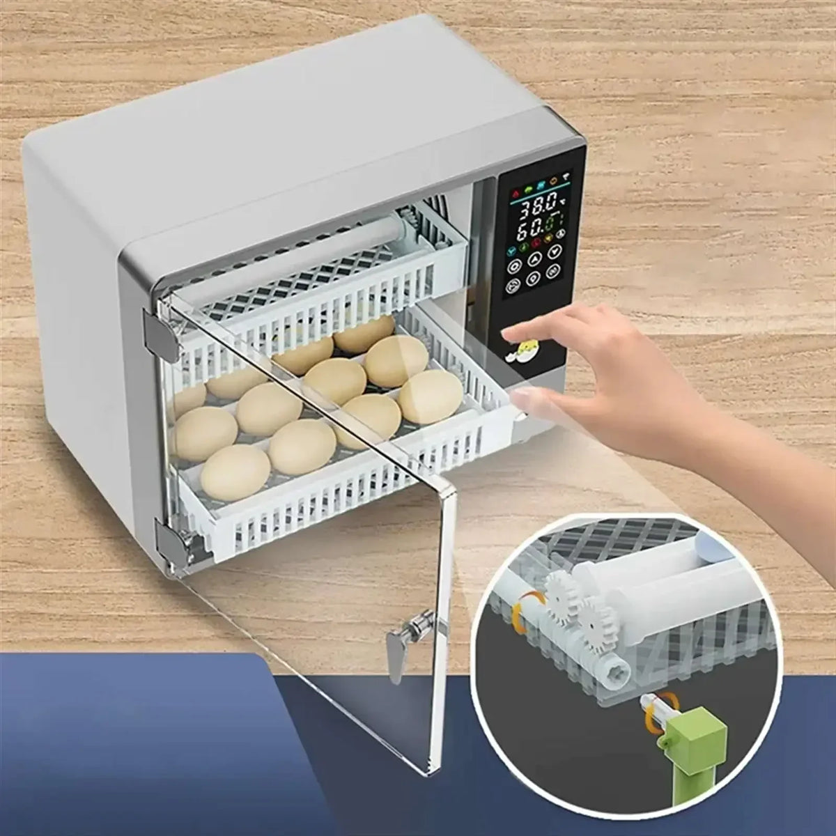 Broedmachine – Incubator – Eierbroedmachine – Kuikenbroeder – Broedkast – Automatisch Draaien – Precisie Vochtigheidscontrole – Duurzaam Plastic – 220V 55W