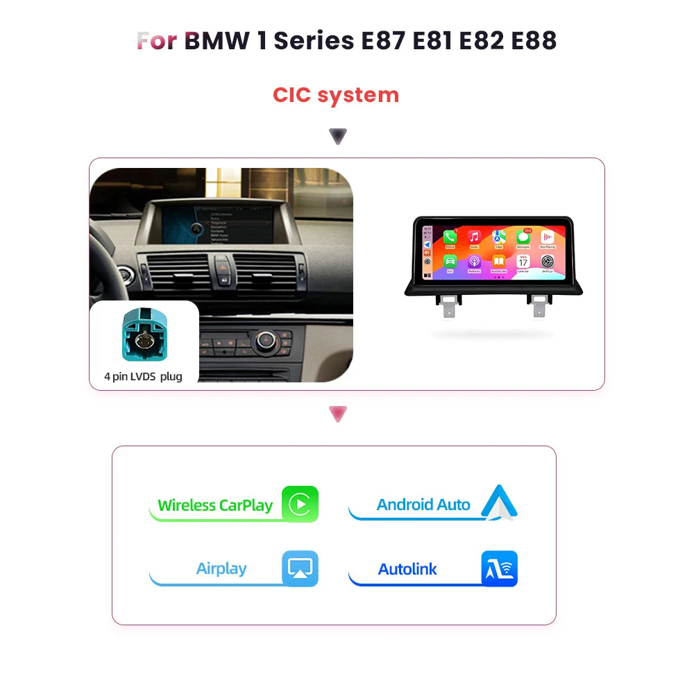 Multimedia Speler BMW 1 Serie – Autoradio Navigatiesysteem – Touchscreen Entertainment – Infotainment Systeem – Connected Car Upgrade – 10,25 Inch Scherm – Draadloze CarPlay & Android Auto - QUORE