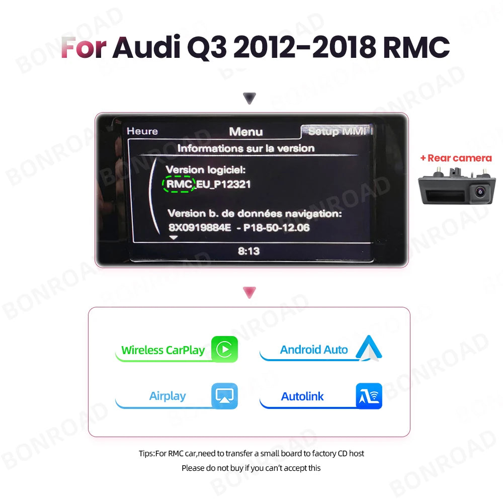 Draadloze CarPlay Adapter – Android Auto Interface – Smartphone Integratie – Mirror Link – AirPlay – Bluetooth Handsfree – Voor Audi A1 & Q3 2012-2018 – Eenvoudige Installatie – Veilig en Draadloos