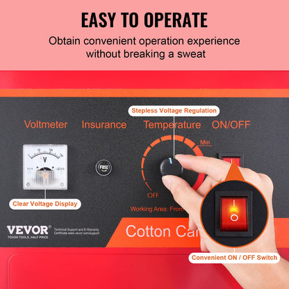 VEVOR 1000W Electric Cotton Candy Machine Commercial Candy Floss Maker with Stainless Steel Bowl Sugar Scoop and Drawer Red Blue