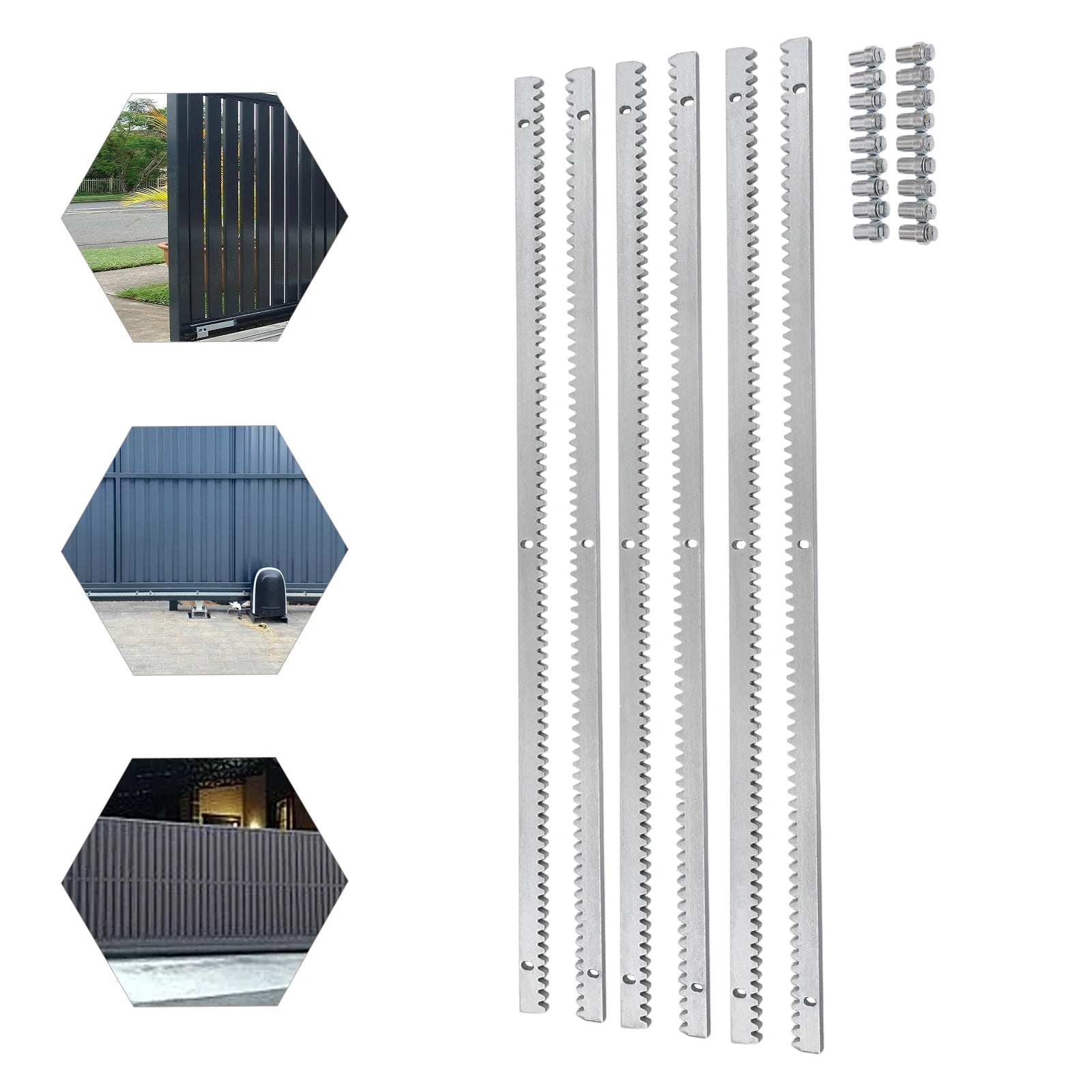 6.0m Sliding Gate Opener Rails Door Mounted Gear Racks Steel 6 x 1M Tracks Gear Racks Suitable For Most Sliding Doors - QUORE