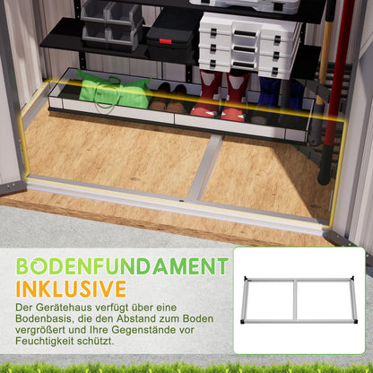 Stalen Tuinopslag – Fietsstalling – Tuinschuurtje – Opslagbox – Weerbestendige Stalling – 154x83x180 cm – Waterdicht Met Vloerfundering En Slot
