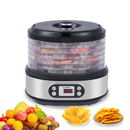Voedseldroger – Fruitdroger – Voedsel uitdroger – Food dehydrator – Drogen machine – 6 Roestvrijstalen Trays – Digitale Temperatuur- en Timerinstelling