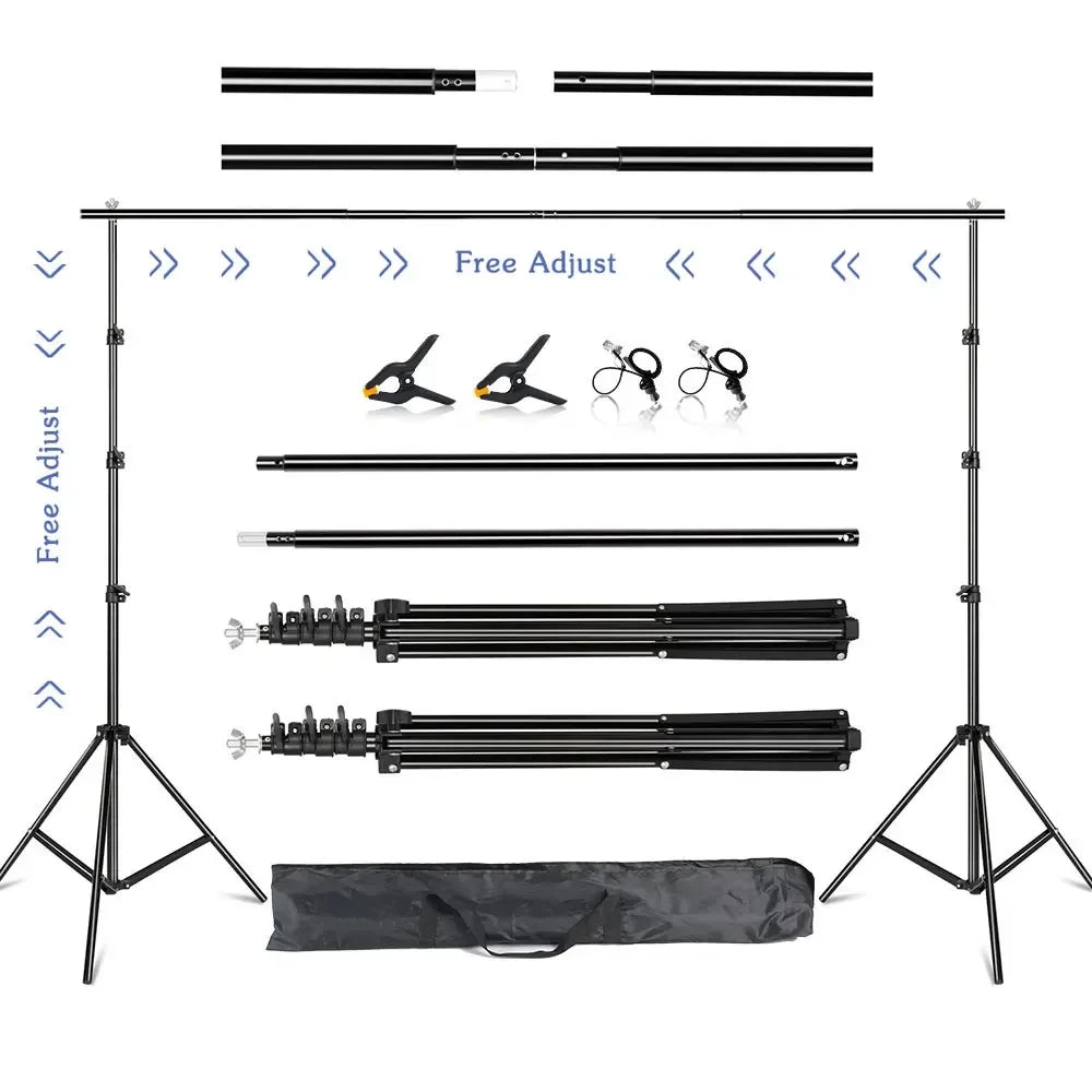 SH Background Stand Support System Photography Studio Backdrop Kit Holder with Carry Bag for Muslins Backdrops,Paper and Canvas - QUORE