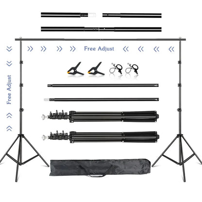 SH Background Stand Support System Photography Studio Backdrop Kit Holder with Carry Bag for Muslins Backdrops,Paper and Canvas - QUORE