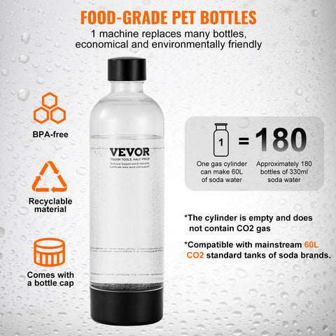 Vevor - Dispenser - Beverage Dispenser - Carbonated Water Maker - Soda Machine - For Home - Carbonated Seltzer Water Starter Kit - Mainstream Screw-in - 1L - CO2 Cylinder