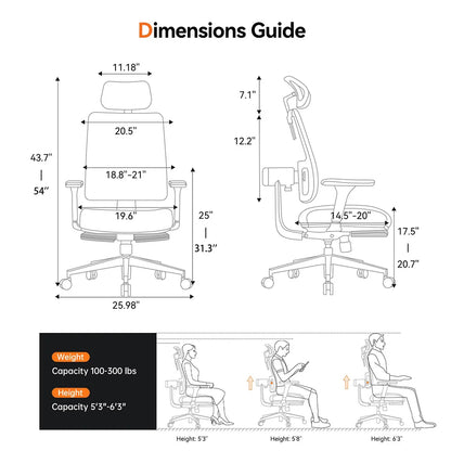 Ergonomische Bureaustoel – Comfortstoel – Werkstoel – Gamingstoel – Relaxstoel – Met Geïntegreerde Voetsteun – Automatische Rugleuning – Verstelbare Armleuningen & Hoofdsteun