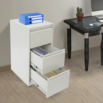 Afsluitbare Ladekast – Metalen Ladekast – Archiefkast – Opbergkast – Kantoorladekast – Stevig Koudgewalst Staal – 3 Laden Met Veiligheidsslot – Compact Verticaal Design