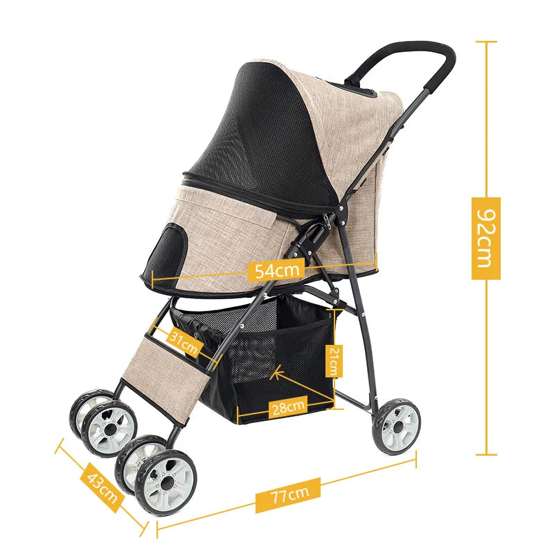 Double Pet Stroller for 2 Small Dogs or Cats Foldable Dog Stroller for Travel Walking Folding Cat Stroller with Safety Belt - QUORE