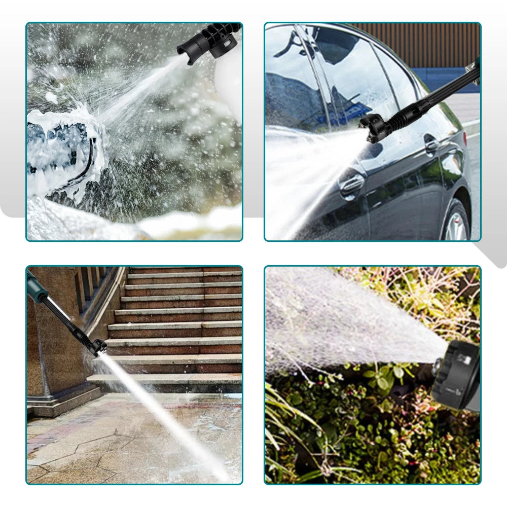Hogedrukreiniger - Terrasreiniger - Waterpistool - Draadloze - Elektrische - 3500W - 200 Bar -  6-in-1 Spuitmond - Pressure Washer - Borstelloze  - voor Auto en Tuin – Compatibel met 18V/21V Batterijen - inclusief 2 Accu - QUORE