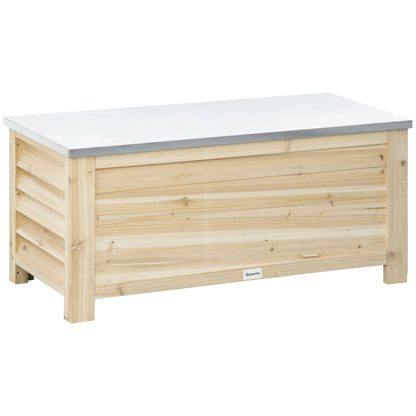 Buitenkist – Tuinopbergbox – Tuinkist – Opbergkist – 155 Liter Capaciteit – Weerbestendig Vurenhout – Verzinkt Metalen Deksel - 110 x 50 x 50 cm - Natuurlijk Hout