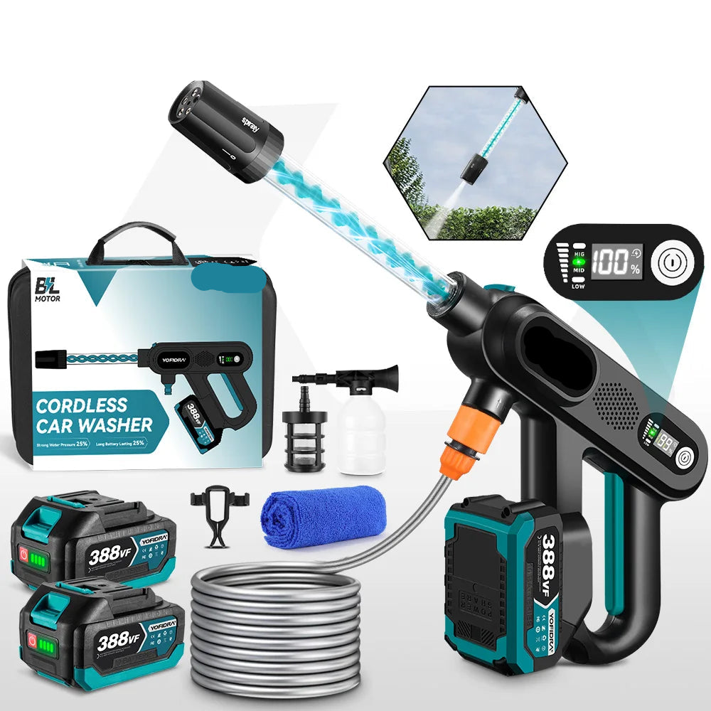 Hogedrukreiniger - Terrasreiniger - Accu - Elektrische Waterdrukspuit - 220Bar - 3 Snelheden – Met 2 Accu's – Elektrische Spuit voor Auto, Tuin en Terras - Draadloos Spuitpistool